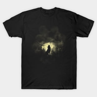 Wolf Howling with Moon - Night Taiga Forest T-Shirt